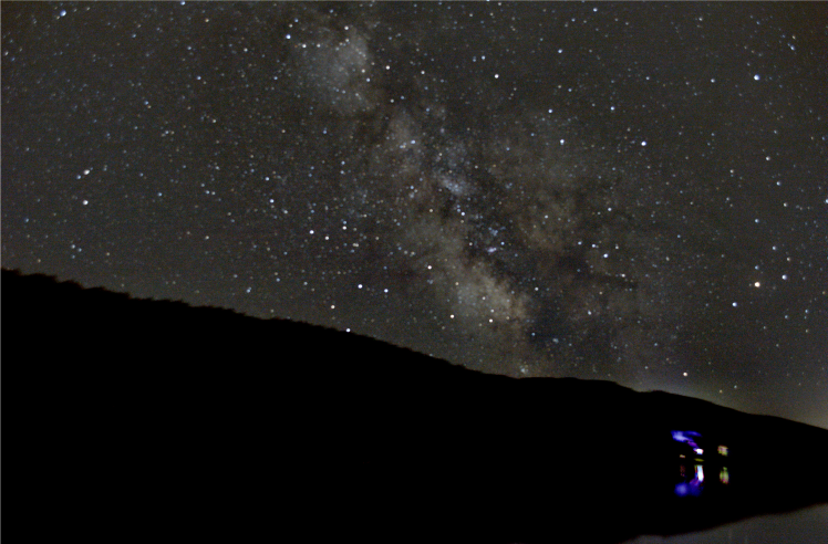 Milchstraße über der Landschaft mit Sternenhimmel
